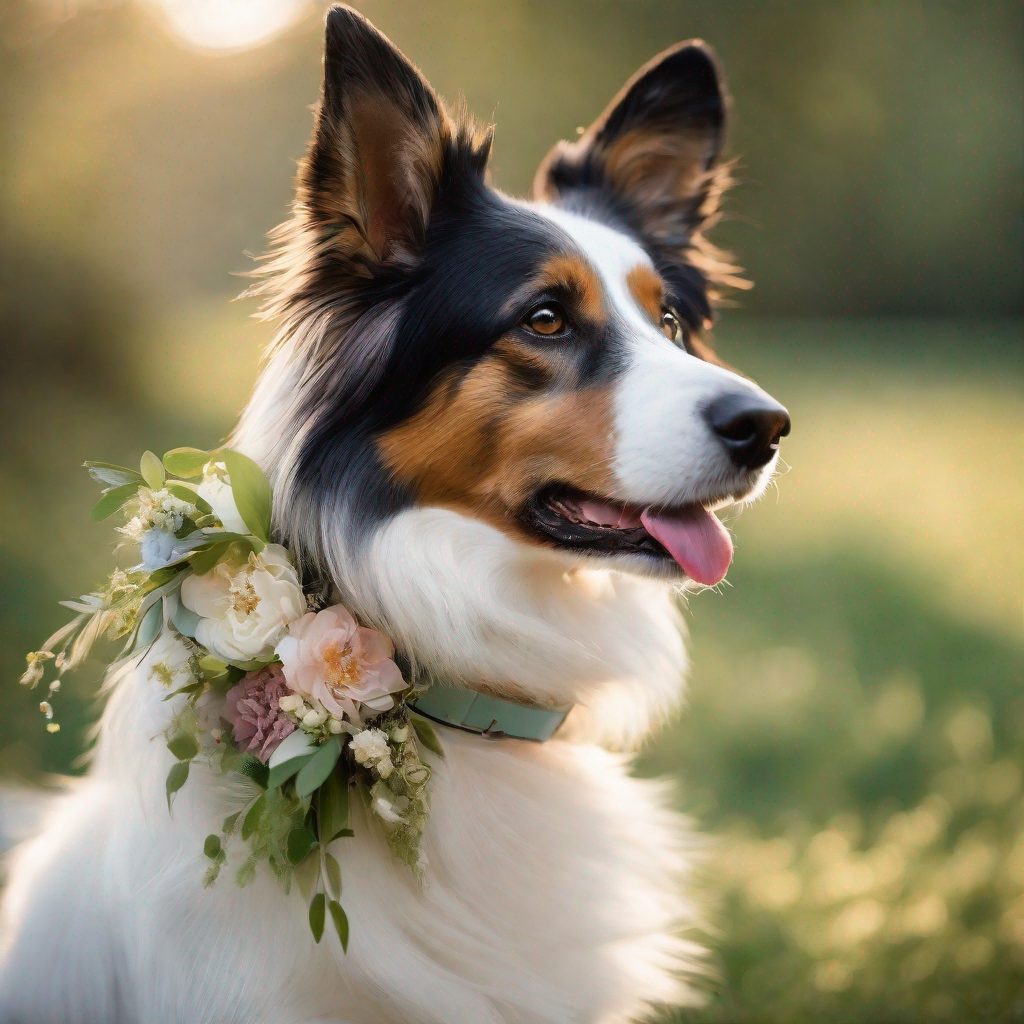 Chien avec collier nuptial