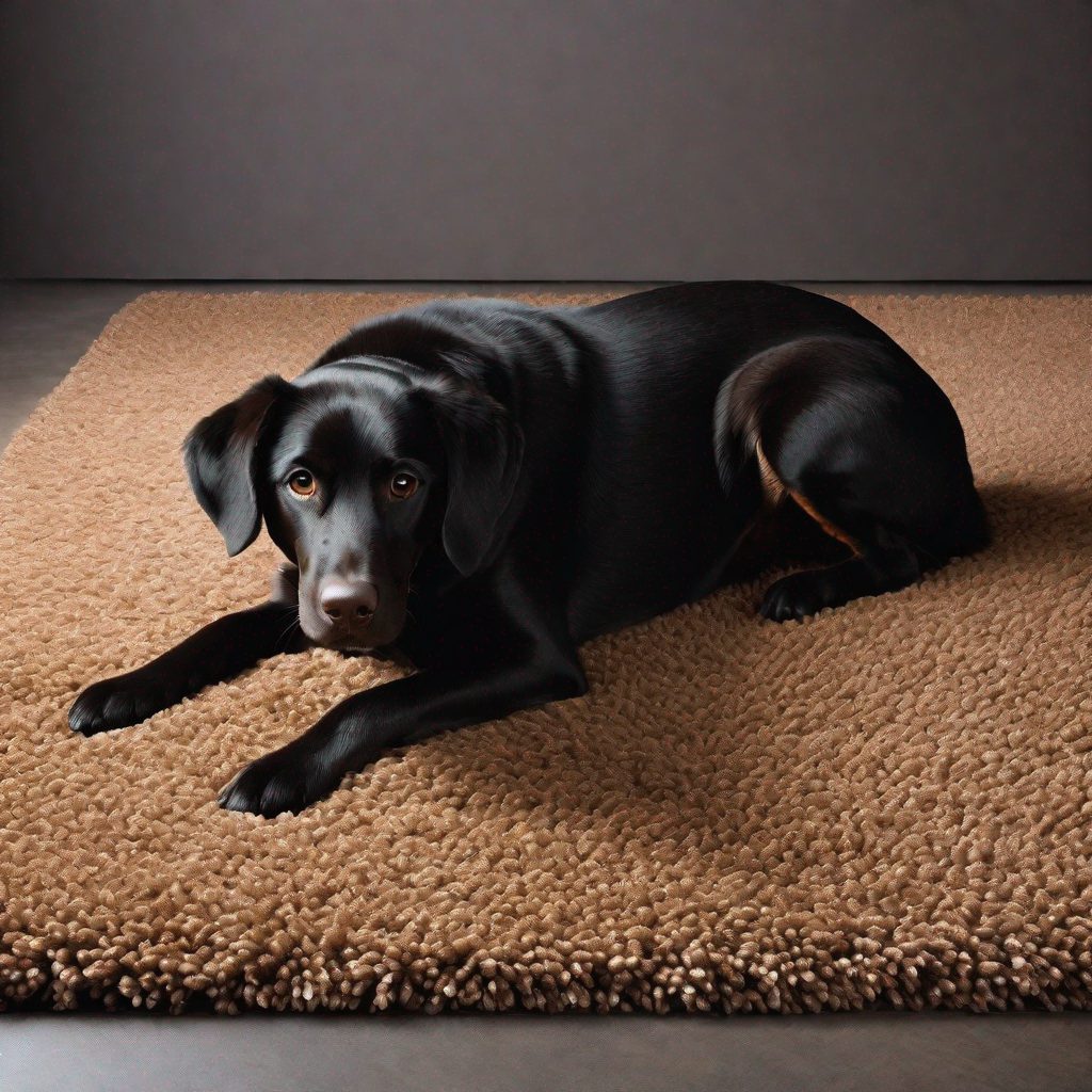 Chien sur tapis antidérapant